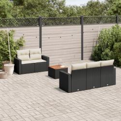 vidaXL 6 részes fekete polyrattan kerti ülőgarnitúra párnákkal (3256336)