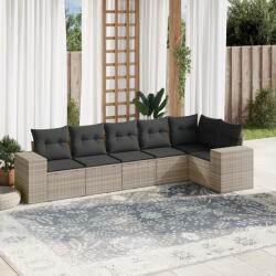 vidaXL 6 részes világosszürke polyrattan kerti ülőgarnitúra párnákkal (3254929)
