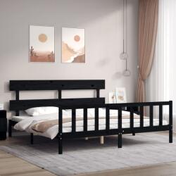 vidaXL fekete tömör fa ágykeret fejtámlával 200 x 200 cm (3193295) - vidaxl