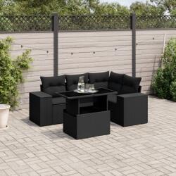 vidaXL 5 részes fekete polyrattan kerti kanapészett párnákkal (3269135)