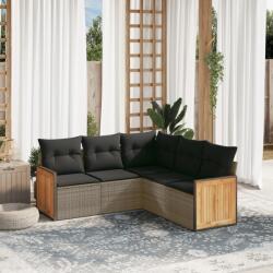 vidaXL 5 részes szürke polyrattan kerti ülőgarnitúra párnákkal (3227642)
