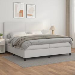 vidaXL fehér műbőr rugós ágy matraccal 200 x 200 cm (3142744)