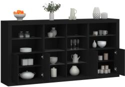 vidaXL fekete tálalószekrény LED-világítással 202 x 37 x 100 cm (3209185) - vidaxl