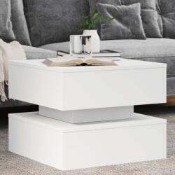 vidaXL fehér dohányzóasztal LED-lámpákkal 50 x 50 x 40 cm (839854) - vidaxl
