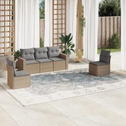 vidaXL 5 részes bézs polyrattan kerti ülőgarnitúra párnákkal (3218779) - vidaxl