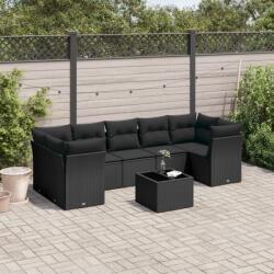 vidaXL 8 részes fekete polyrattan kerti ülőgarnitúra párnákkal (3217285)