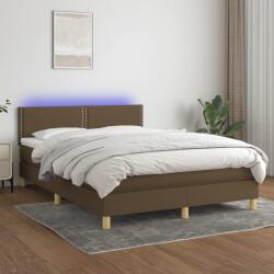 vidaXL barna szövet rugós és LED-es ágy matraccal 140x200 cm (3133640)
