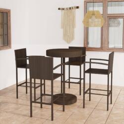 vidaXL 5 részes barna polyrattan kerti bárszett (3064771)