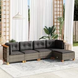 vidaXL 5 részes szürke polyrattan kerti ülőgarnitúra párnákkal (3261786)