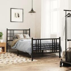 vidaXL fekete fém ágykeret fej- és lábtámlával 90 x 190 cm (376334)