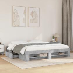 vidaXL betonszürke szerelt fa ágykeret matrac nélkül 180 x 200 cm (3295453)