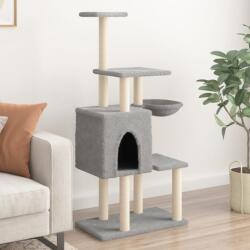 vidaXL világosszürke macskabútor szizál kaparófákkal 131 cm (172128) - vidaxl