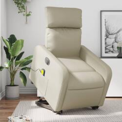 vidaXL elektromos krémszínű műbőr felállást segítő masszázsfotel (3206771)