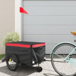 vidaXL fekete-piros vas kerékpár-utánfutó 30 kg (94097) - vidaxl