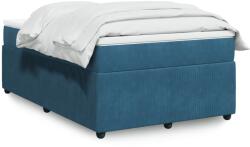 vidaXL sötétkék bársony rugós ágy matraccal 120 x 200 cm (3285636) - vidaxl