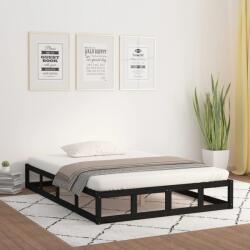 vidaXL fekete tömör fa ágykeret 140 x 190 cm (820845)