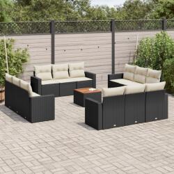 vidaXL 13 részes fekete polyrattan kerti ülőgarnitúra párnákkal (3224054)