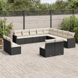 vidaXL 13 részes fekete polyrattan kerti ülőgarnitúra párnákkal (3226483)