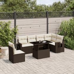 vidaXL 7 részes barna polyrattan kerti ülőgarnitúra párnákkal (3267943) - vidaxl