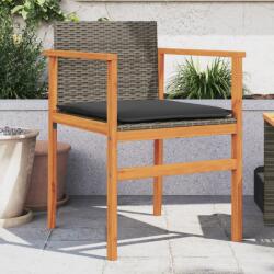 vidaXL 2 db szürke polyrattan és tömör fa kerti szék párnával (368712)