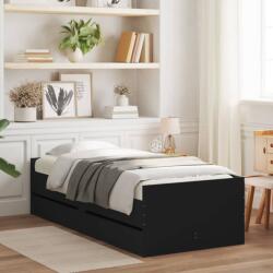 vidaXL fekete ágykeret fiókokkal 100x200 cm (3207337)