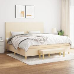 vidaXL krémszínű szövet rugós ágy matraccal 200 x 200 cm (3137026)
