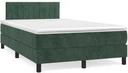 vidaXL sötétzöld bársony rugós és LED-es ágy matraccal 120x190 cm (3270168)