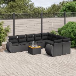 vidaXL 10 részes fekete polyrattan kerti ülőgarnitúra párnákkal (3257490)