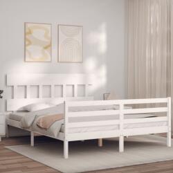 vidaXL fehér tömör fa ágykeret fejtámlával King Size (3195162)