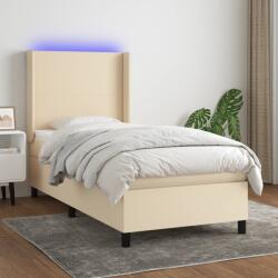 vidaXL krémszínű szövet rugós és LED-es ágy matraccal 90x190 cm (3138122)