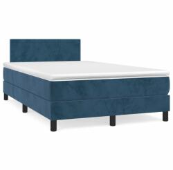 vidaXL sötétkék bársony rugós ágy matraccal 120x190 cm (3269829)