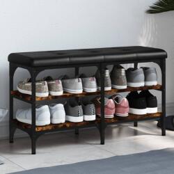 vidaXL füstös tölgy színű szerelt fa cipőtároló pad 82 x 32 x 47 cm (835159) - vidaxl