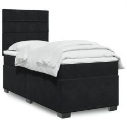 vidaXL fekete bársony rugós ágy matraccal 80 x 200 cm (3293064)