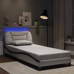 vidaXL fehér és fekete műbőr ágykeret LED-világítással 90 x 200 cm (3213912)