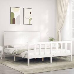 vidaXL fehér tömör fa ágykeret fejtámlával King Size (3193407)