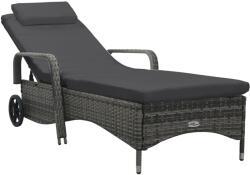 vidaXL szürke polyrattan napozóágy kerekekkel (48197) - vidaxl