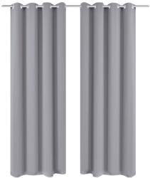 vidaXL 2 db szürke sötétítőfüggöny fémkarikákkal 135 x 245 cm (130375) - vidaxl