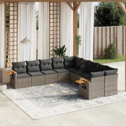 vidaXL 10 részes szürke polyrattan kerti ülőgarnitúra párnákkal (3227194)