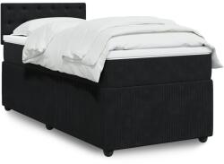 vidaXL fekete bársony rugós ágy matraccal 80 x 200 cm (3287604)
