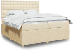vidaXL krémszínű szövet rugós ágy matraccal 200 x 200 cm (3292182)