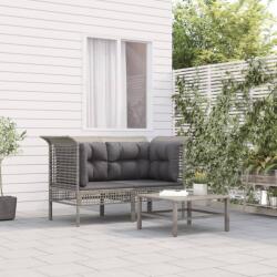 vidaXL 2 db szürke polyrattan kerti sarokkanapé párnával (319660)