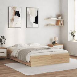vidaXL sonoma tölgy színű szerelt fa ágykeret fiókokkal 140x200 cm (3207275)