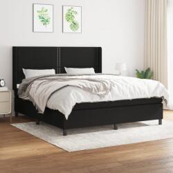 vidaXL fekete szövet rugós ágy matraccal 180 x 200 cm (3131371)