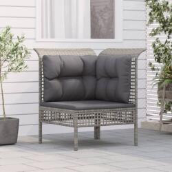 vidaXL szürke polyrattan kerti sarokkanapé párnával (319659)