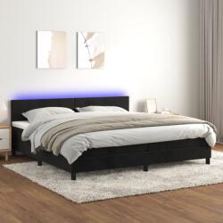 vidaXL fekete bársony rugós és LED-es ágy matraccal 200x200 cm (3134305)