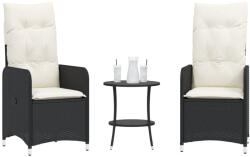 vidaXL 2 db fekete polyrattan dönthető kerti szék asztallal (365690)