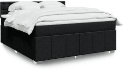 vidaXL fekete szövet rugós ágy matraccal 180 x 200 cm (3287163)