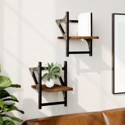 vidaXL 2 db füstös tölgy színű falipolc rúddal 20 x 25 x 30 cm (836230)