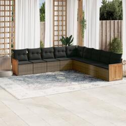 vidaXL 9 részes szürke polyrattan kerti ülőgarnitúra párnákkal (3260142)