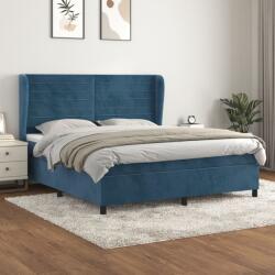 vidaXL sötétkék bársony rugós ágy matraccal 160x200 cm (3129283)